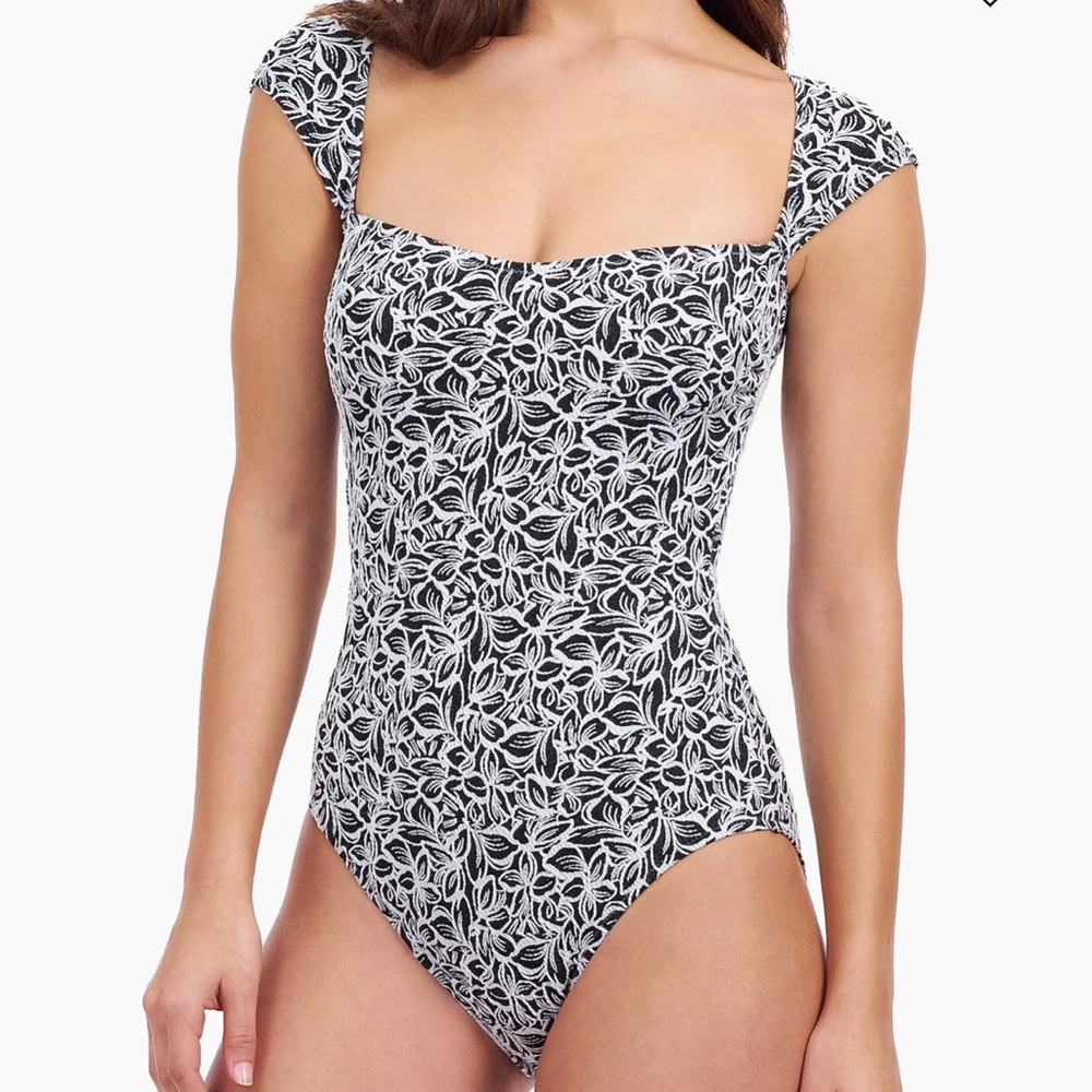 net Gottex Plumeria Floral Cap-Sleeve One-Piece Swimsuit